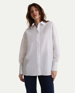 Классическая рубашка удлинённого силуэта из хлопка-поплина