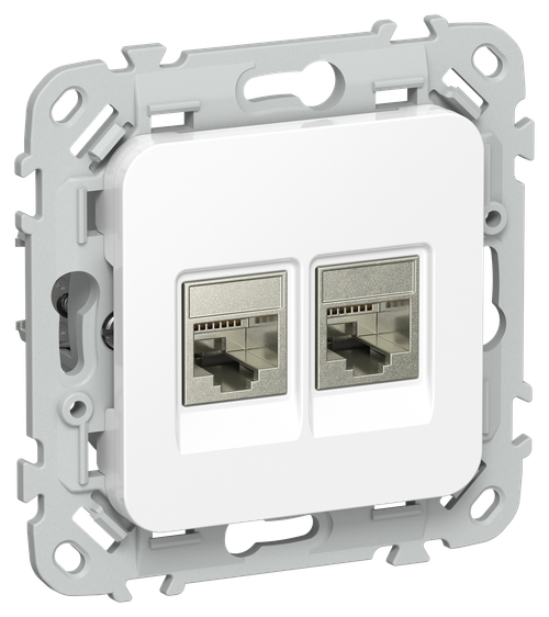 FLITE Розетка 2-местная RJ45/RJ11 категория 6/3 STP РКТ6/3-2-1-ФлБ белый IEK