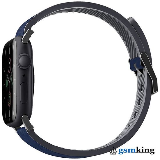 Uniq STRADEN Waterproof Leather/Silicone Strap for Apple Watch 42|44|45mm Blue
