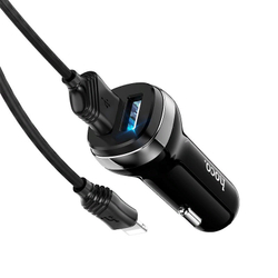 Разделитель автомобильный Hoco Z40 Superior dual port car charger с кабелем Lightning (2USB: 5V &amp; 2.4A) Черный