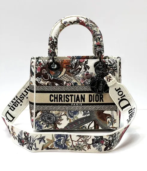 Сумка женская Dior Lady D-lite, модель среднего формата белый