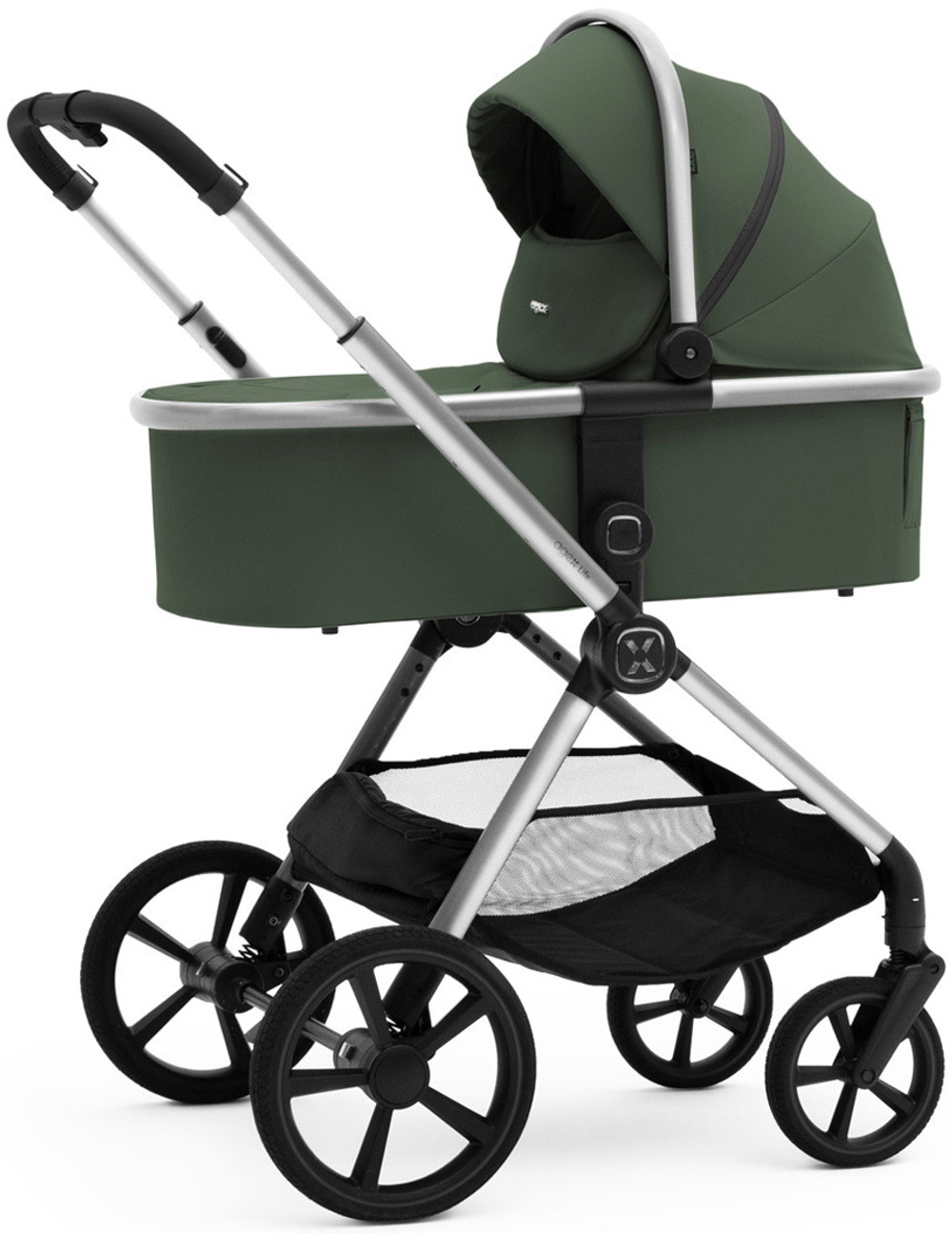 Коляска Agex Life 3 в 1 хромированная рама с автокреслом i-Team ATG080 Grey ALC613 Crocodile (Зеленый)