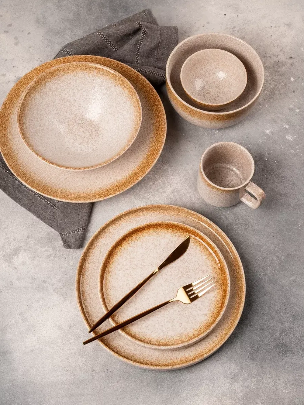 Набор 2 кружки охра золото с белым чашки фарфор 275 мл