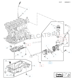 Корпус масляного фильтра с радиатором / масляный стакан Opel, Chevrolet, General Motors A14NET, A14NEL / RVLT-55566784