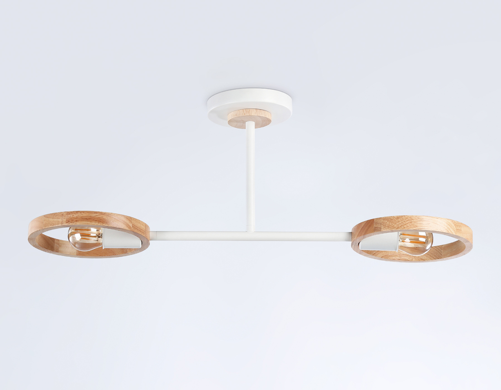 Подвесной светильник со сменной лампой TR8243/2 WH/LWD белый/светлое дерево E27/2 max 40W 590*165*220