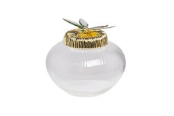 Ваза декоративная 15х14см Garda Decor Стрекоза с золотой крышкой