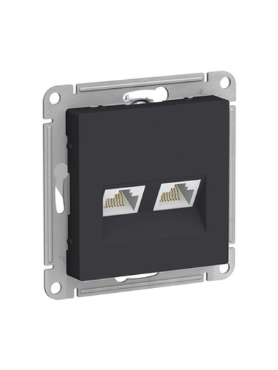 Розетка компьютерная 2-м AtlasDesign RJ45 кат.5E механизм карбон SE ATN001085