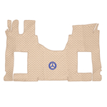 Ковры MERCEDES Actros с 2022 года (Китаец) ровный пол (экокожа, бежевый, бежевый кант, синяя вышивка)