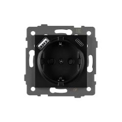 Механизм розетки с USB зарядкой SCT-MUAC-PL-BK-V (250V, 16A) (Arlight, -) 049830