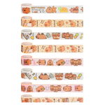 Набор разноцветная клейкая лента 9 штук и диспенсер, серия Капибара (декоративный детский скотч с рисунками канцелярский) MC-Basir