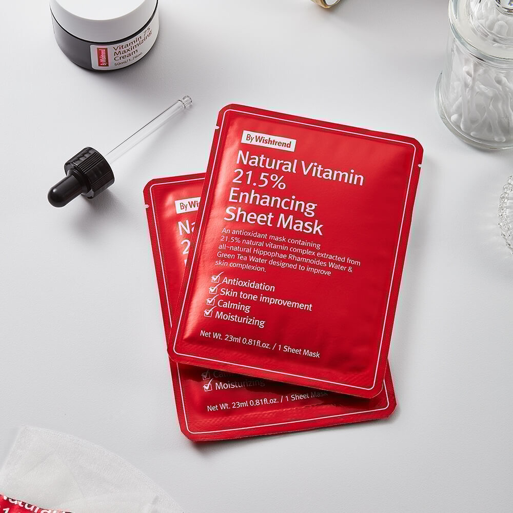 By Wishtrend Маска тканевая витаминная - Natural vitamin 21,5% enchancing sheet mask, 23мл, шт