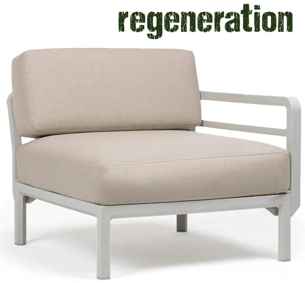 Модуль правый/левый пластиковый с подушками Nardi Maximo Elemento Terminale DX/SX, гипс, жемчуг