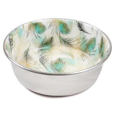 Миска металлическая на резинке "Перышки", 1л, Triol