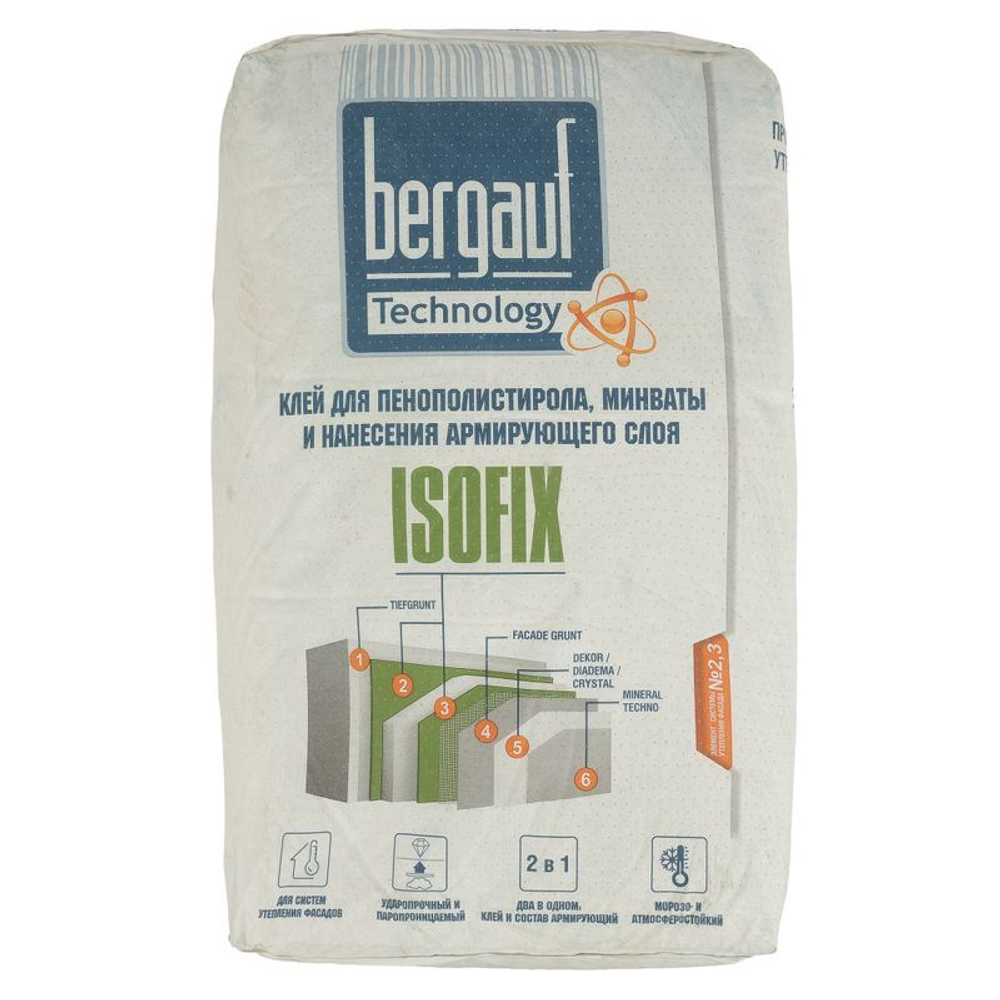 Клей для пенополистирола и минваты Бергауф Isofix 25 кг