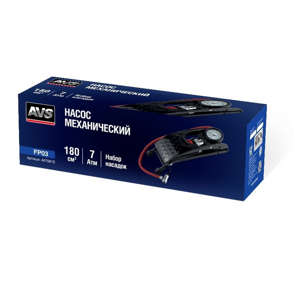 Насос ножной AVS FP03 усиленный с манометром