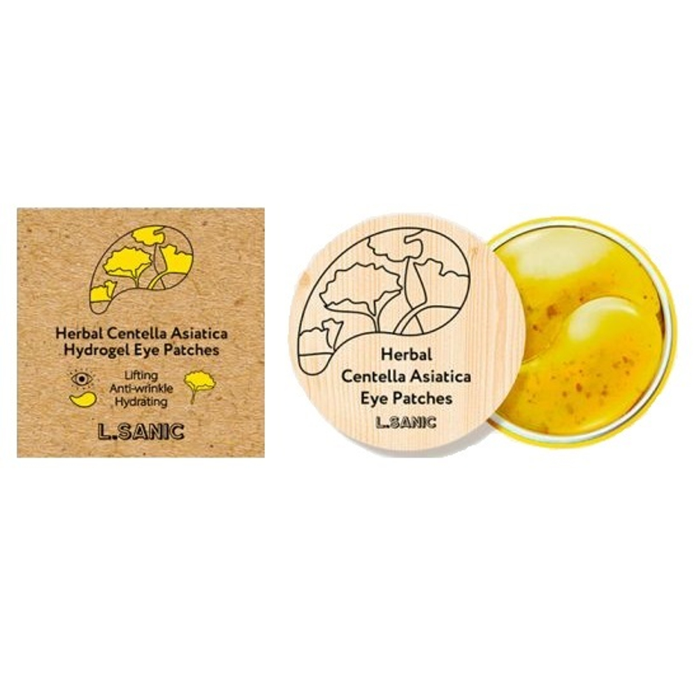 Патчи гидрогелевые для области вокруг глаз с экстрактом центеллы L.Sanic Herbal Centella Asiatica Hydrogel Eye Patches 60шт
