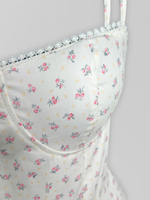 Платье ERS короткое на лямках в цветок с пышной юбкой