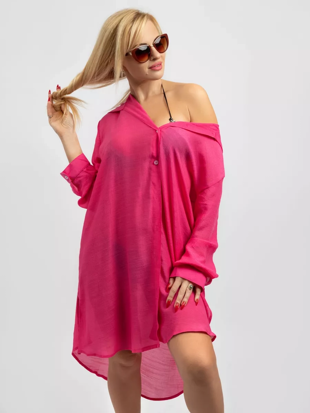 туника с капюшоном пляжная рубашка удлиненная