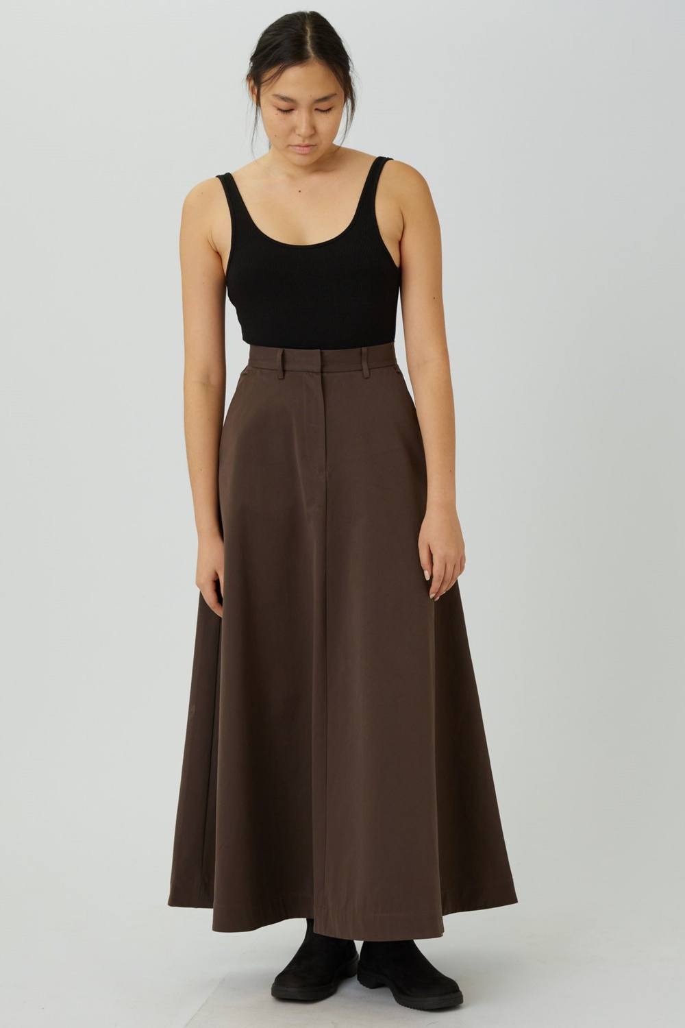 Юбка макси из коричневого хлопка