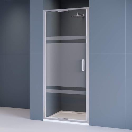 Душевая дверь из стекла, распашная с системой Pull&Slide в нишу RGW SV-05 - хром (Рисунок - матовая полоса, 800)