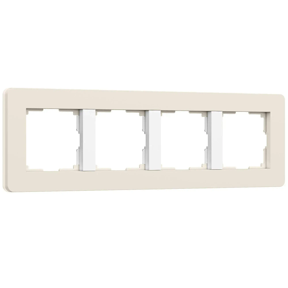 Рамка на 4 поста Split (айвори/белый, soft-touch) W0043066