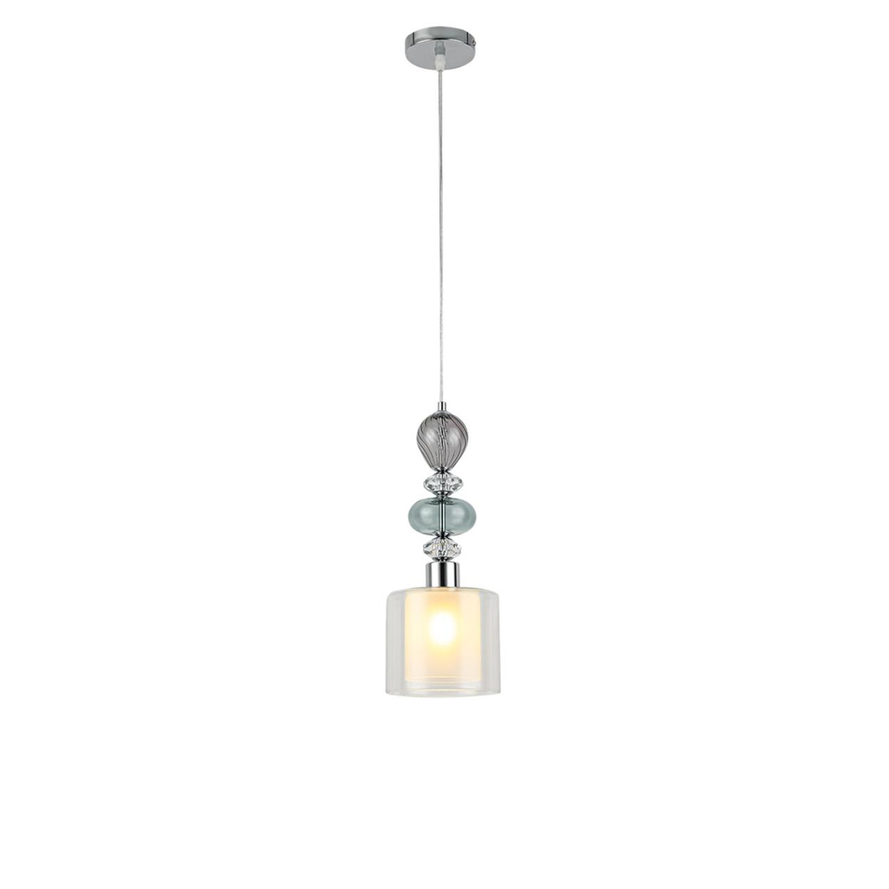 8292/1A MODERNI LN26 367 хром/белый/прозрачный, металл/стекло/хрусталь Подвес E27 1*60W 220V GANNA