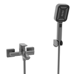 Смеситель для ванны однорычажный латунный V073532-G с коротким изливом и душем, графит