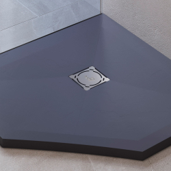 Душевой поддон трапеция RGW ST/T-G Графит (900x900)