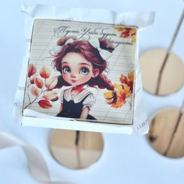 Шоколад с фотопечатью любой картинки ( квадрат 12 см)