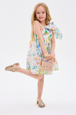 Белое платье с цветочным принтом "Ирис"