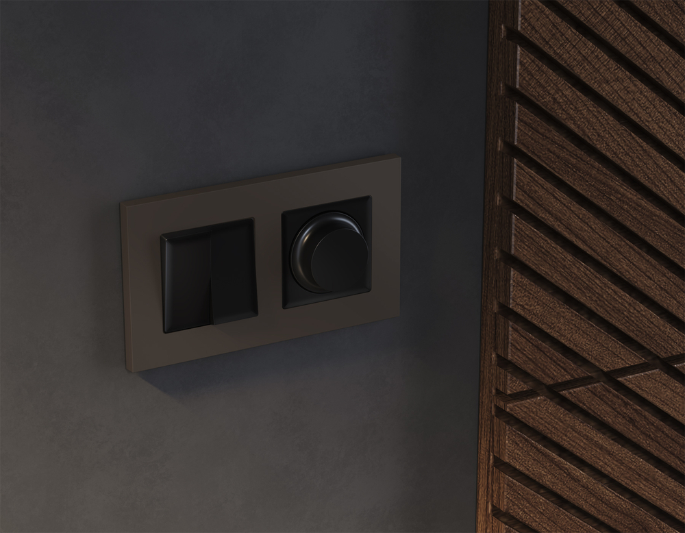 AP8055 Лицевая панель ALFA (Черный матовый) для светорегулятора универсального QUANT