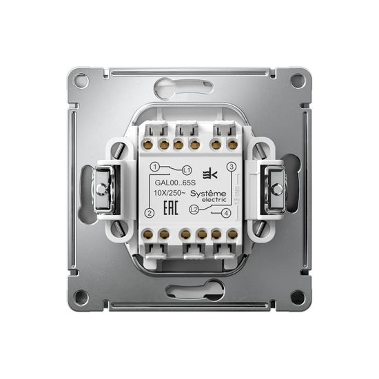 Переключатель 2-кл. ArtGallery 10AX быстрозажим. клем. механизм сталь SE GAL000965S