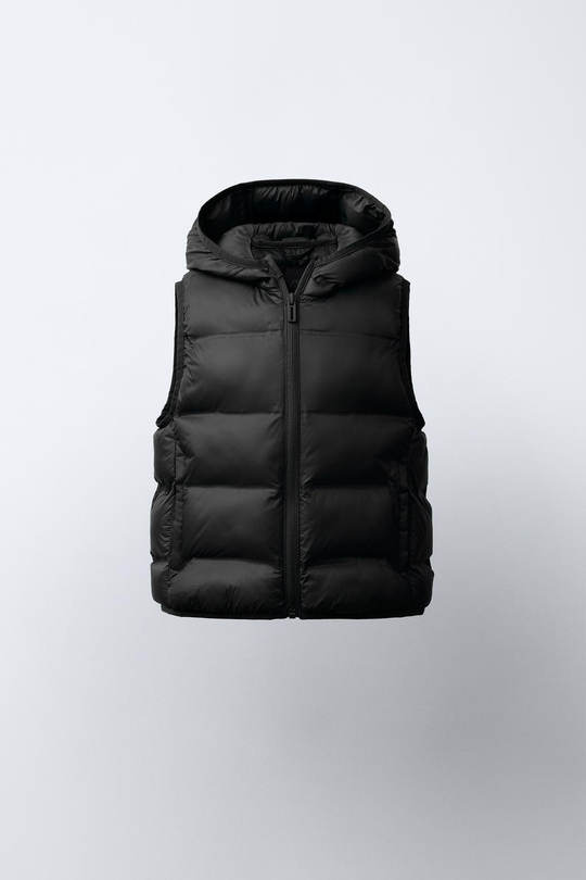 ZARA УЛЬТРАЛЕГКИЙ ЖИЛЕТ WATER REPELLENT, ЧЕРНЫЙ
