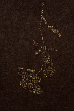 ZARA ШАРФ ИЗ ШЕРСТИ И АЛЬПАКИ С БУСИНАМИ, ШОКОЛАДНЫЙ