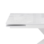 Стол стеклянный Woodville Хасселвуд 160(220)х90х77 белый мрамор, черный