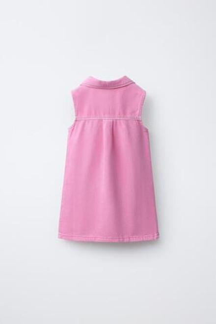 ZARA ДЖИНСОВОЕ ПЛАТЬЕ-СКЕЙТЕР, РОЗОВЫЙ