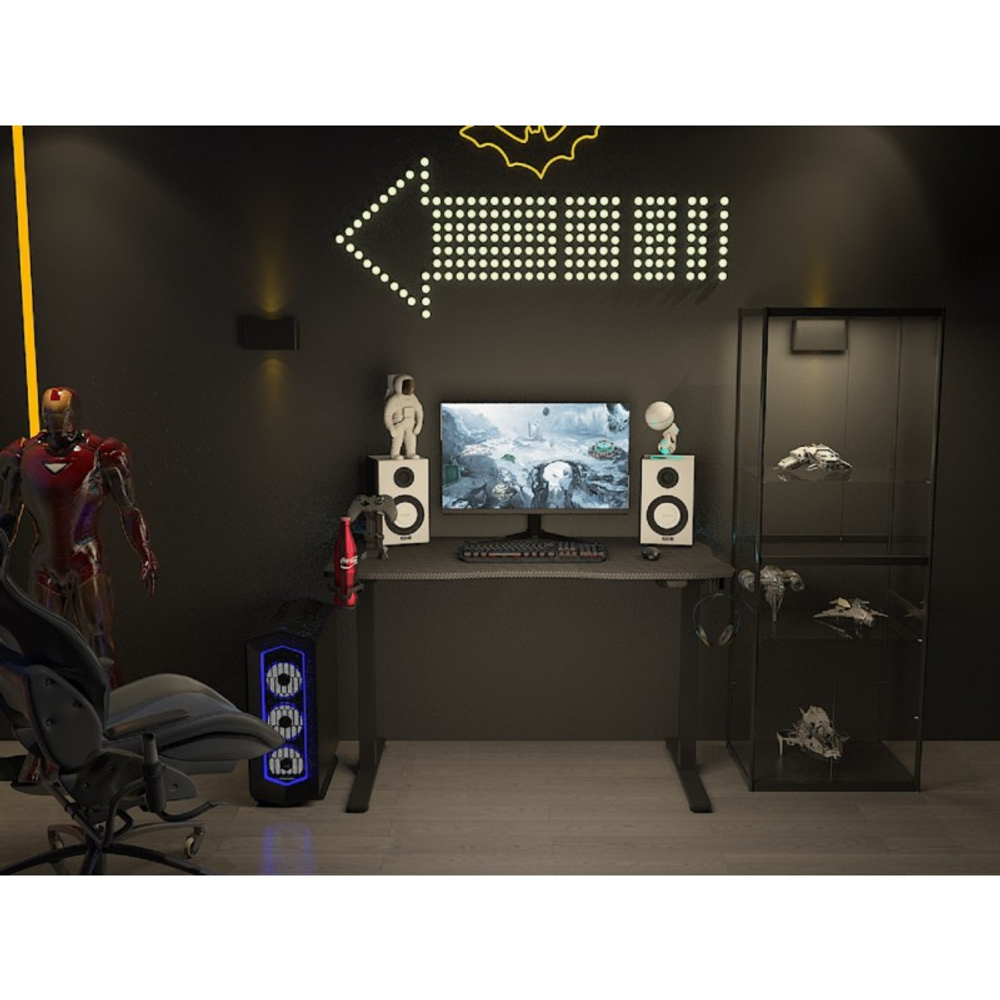 Стол для компьютера (для геймеров) с электроприводом и RGB-подсветкой FoxGear FG-IE-47B (ширина 120 см)