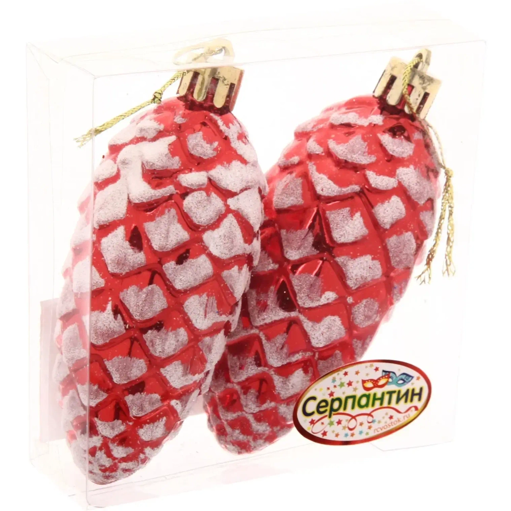 Ёлочные игрушки «Таинственное очарование» Шишки 9 см (набор 2шт), красный