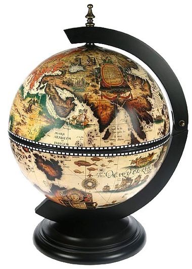 Глобус-бар настольный 48х38 см с картой XVI века, светлый