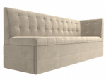 Диван кухонный прямой Бриз с углом справа, Бежевый, Микровельвет, 100378