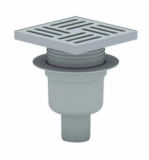 Трап вертикальный выпуск 50 регулируемый с решеткой из пластика15х15