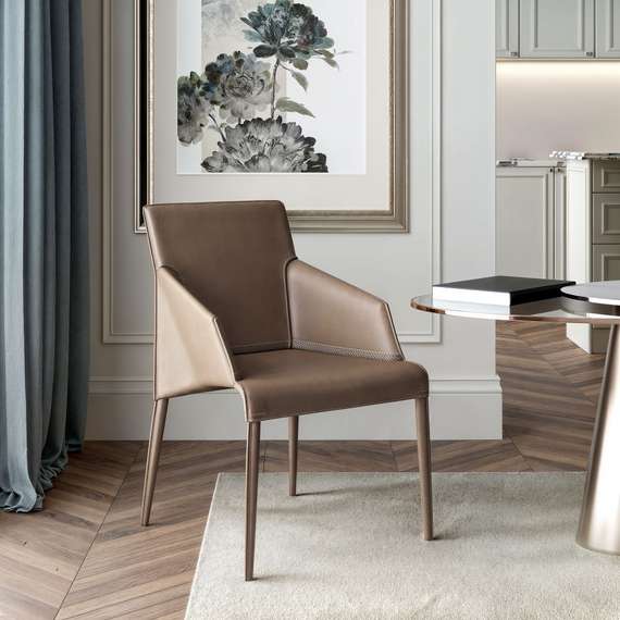 Стул с подлокотниками Morgan коричневая экокожа