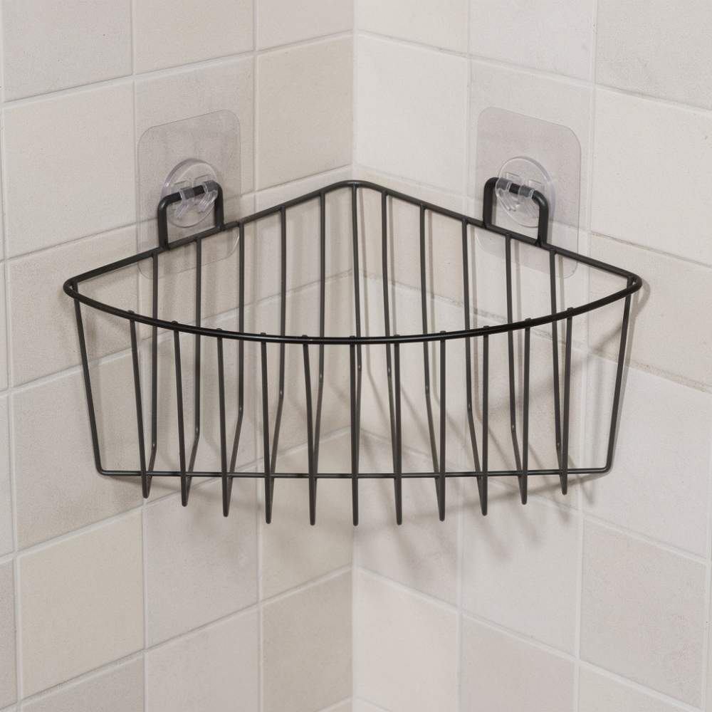 Корзина подвесная угловая для ванной "Black", 18*18*9,5см, до 4кг