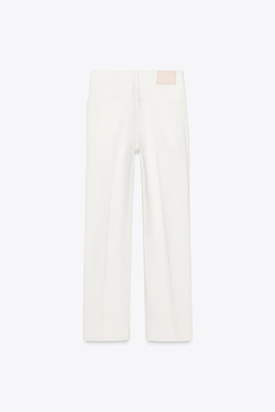 ZARA УКОРОЧЕННЫЕ ДЖИНСЫ С ВЫСОКОЙ ПОСАДКОЙ, БЕЛЫЙ