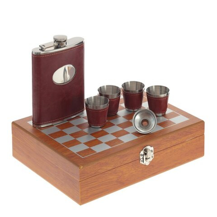 GAEM Набор подарочный (шахматы, фляжка, 250 мл, L24 W18,5 H6 см