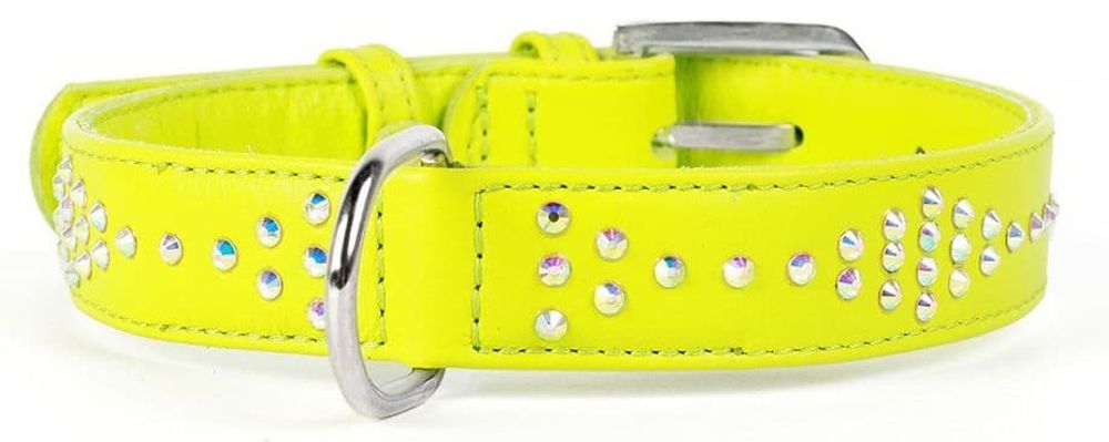 Ошейник "CoLLaR GLAMOUR" с клей.стразами (ширина 25мм, длина 38-49см) салатовый