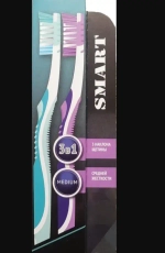 Зубная щетка «СМАРТ», жесткость средняя, цвет бирюзовый, 2шт