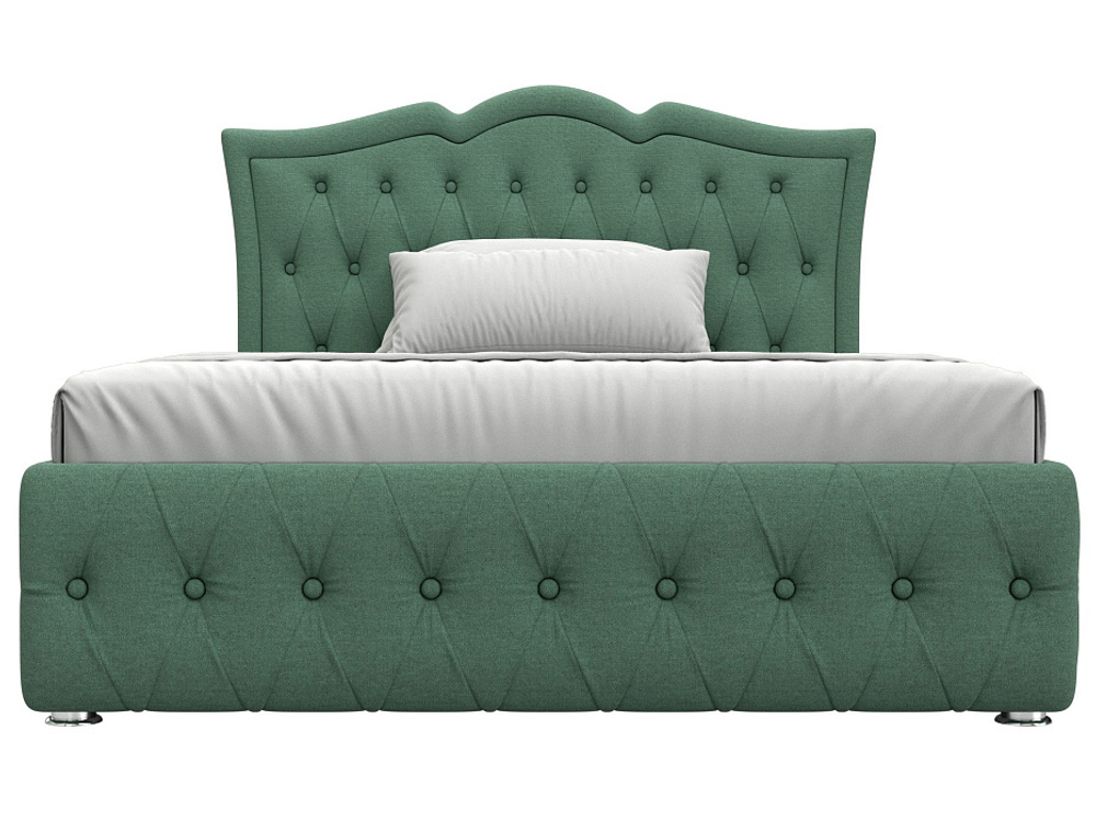 Кровать интерьерная Герда 140, Амур 11 зеленый, Рогожка, 123590