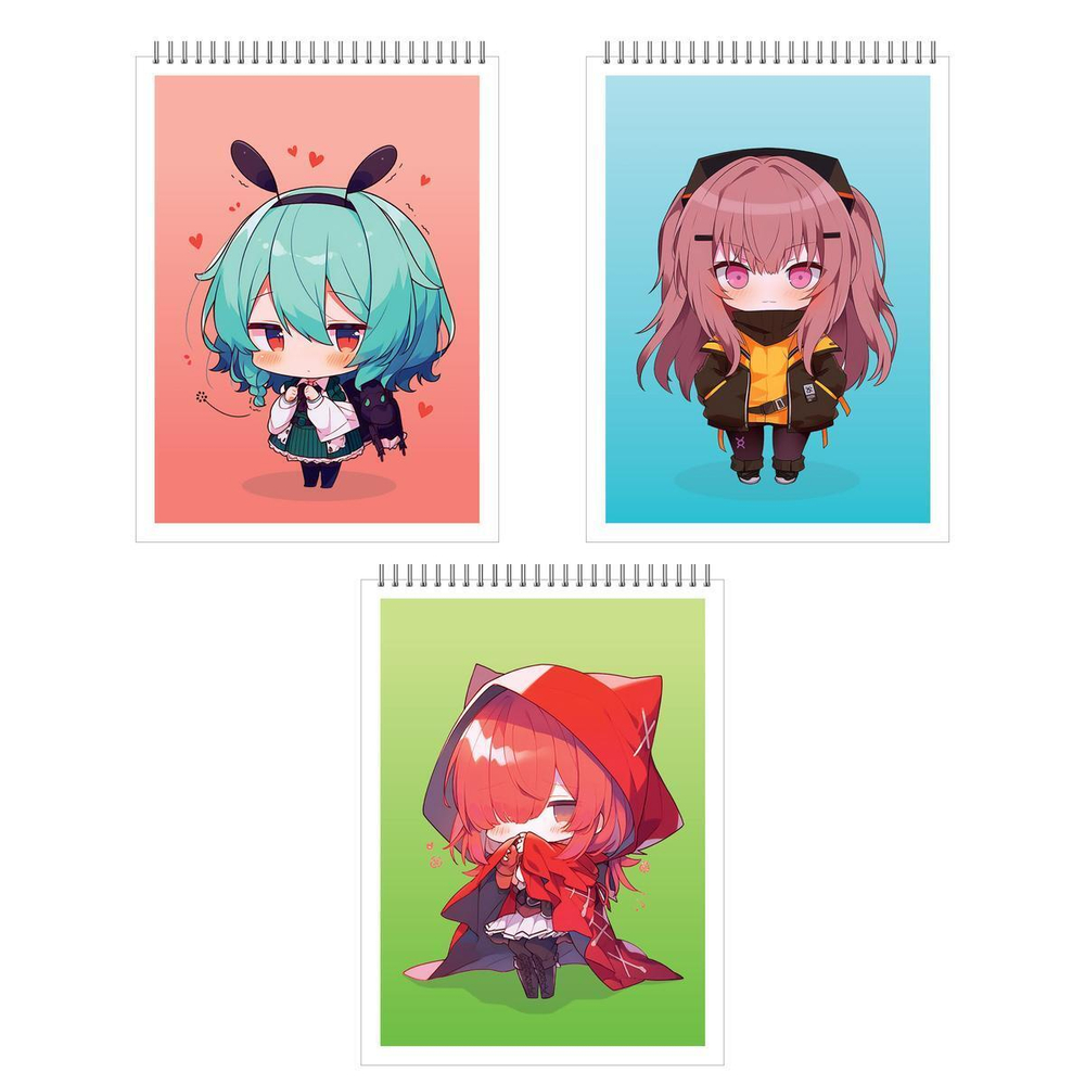 Блокнот А7 40л клетка "Аниме чиби" (Академия Групп)