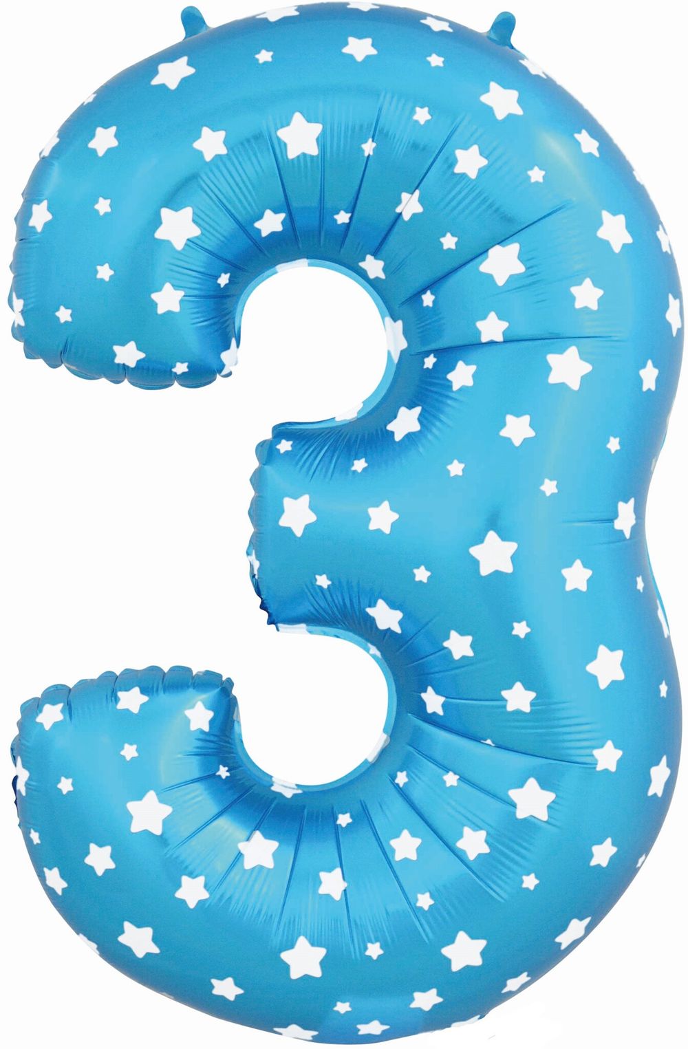 Шар (40"/102 см) Цифра, 3, Звездочки, Голубой, в упаковке 1 шт.